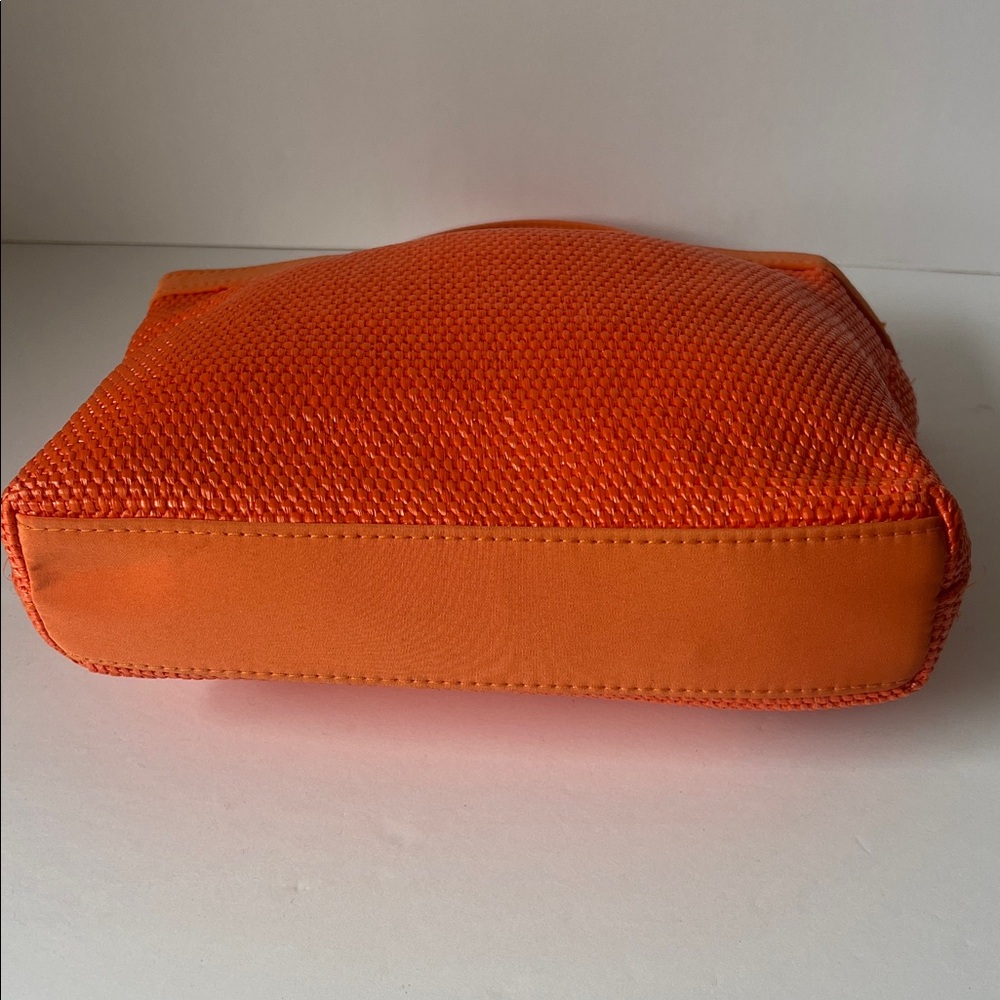 Escada Orange Woven Tote with Pink Drawstring Liner - Picture 7 of 15